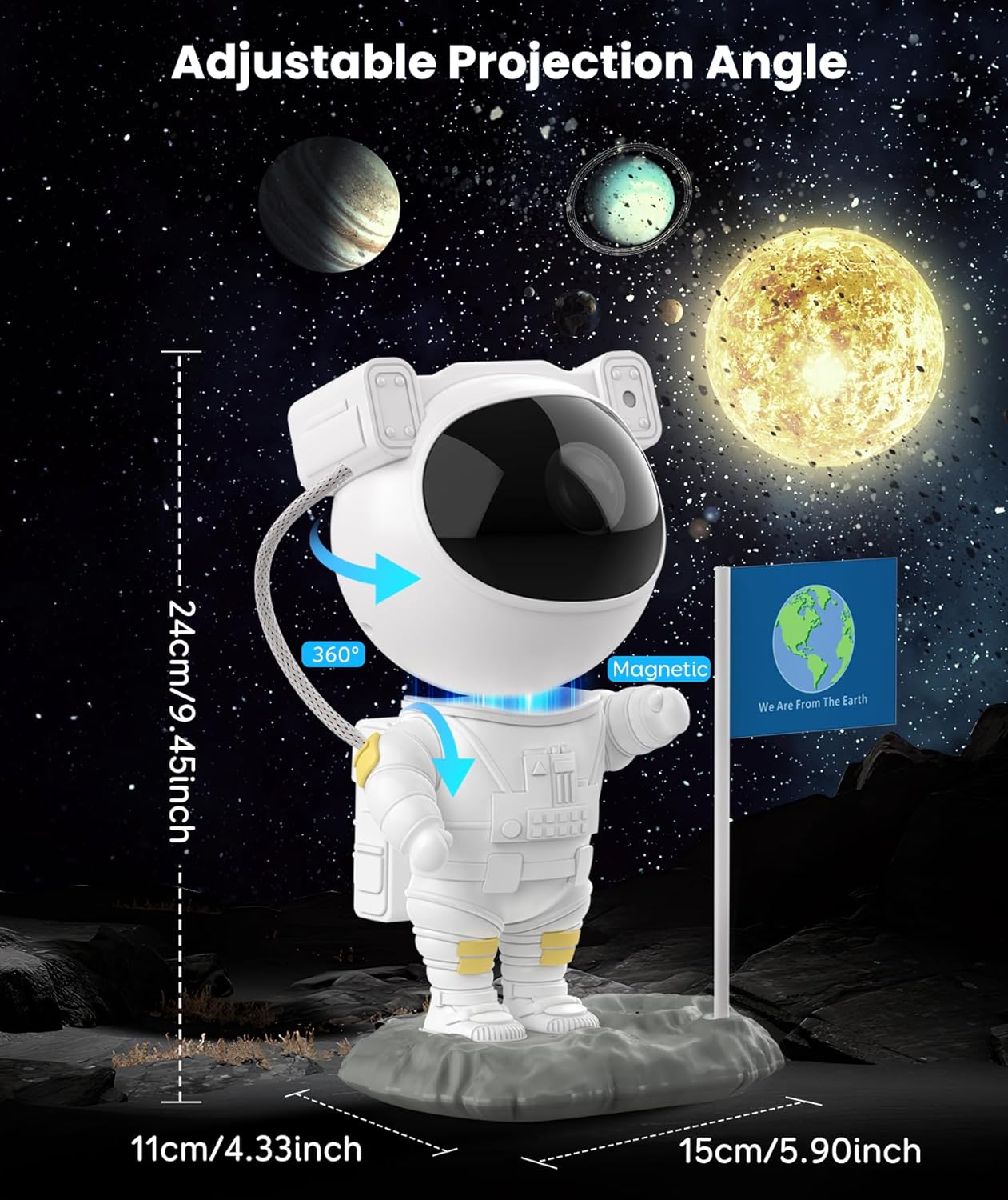 Bluetooth Speakers With Powerful Sound Astronaut Shape Galaxy Star Projector Light Christmas Birthday Gift for Men Women Friend magcubicvision.com
