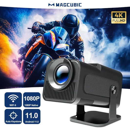 Magcubic HY320 Mini Portable Auto Keystone Projector, Natvie 1080P Smart Projector FHD 4K Supported 10000 Lumens with WiFi 6, BT 5.0, 180 Degree Rotation, Built-in Android 11.0