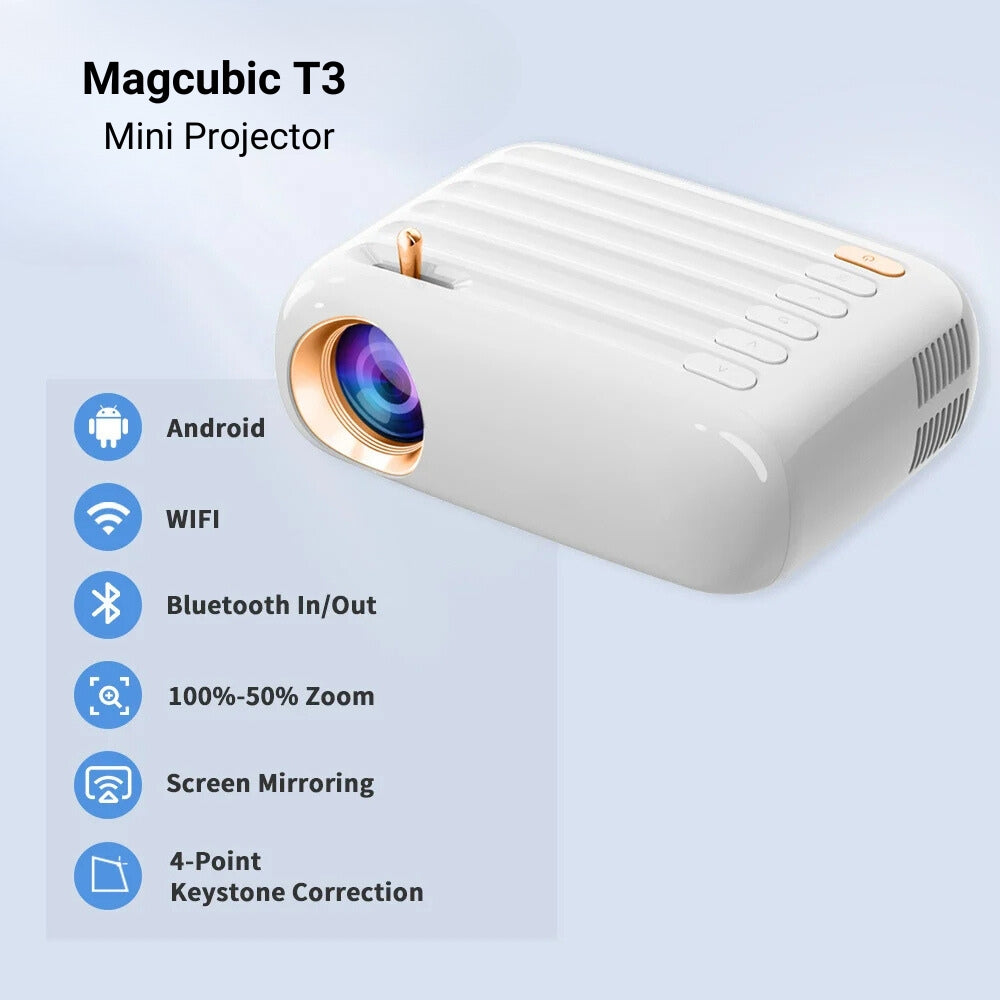 T3 Mini Projector 5500Lumens 1920*1080P LED WiFi Projector Video Movie Beamer for Home Theater Projectors - MAGCUBIC PROJECTORS