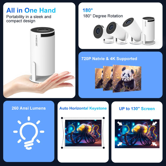 Magcubic HY300 Pro Projector Android 11 4K 1280*720P  Dual Wifi 260ANSI 180°flexible BT5.0 Cinema Outdoor Portable Projector HY300 Pro