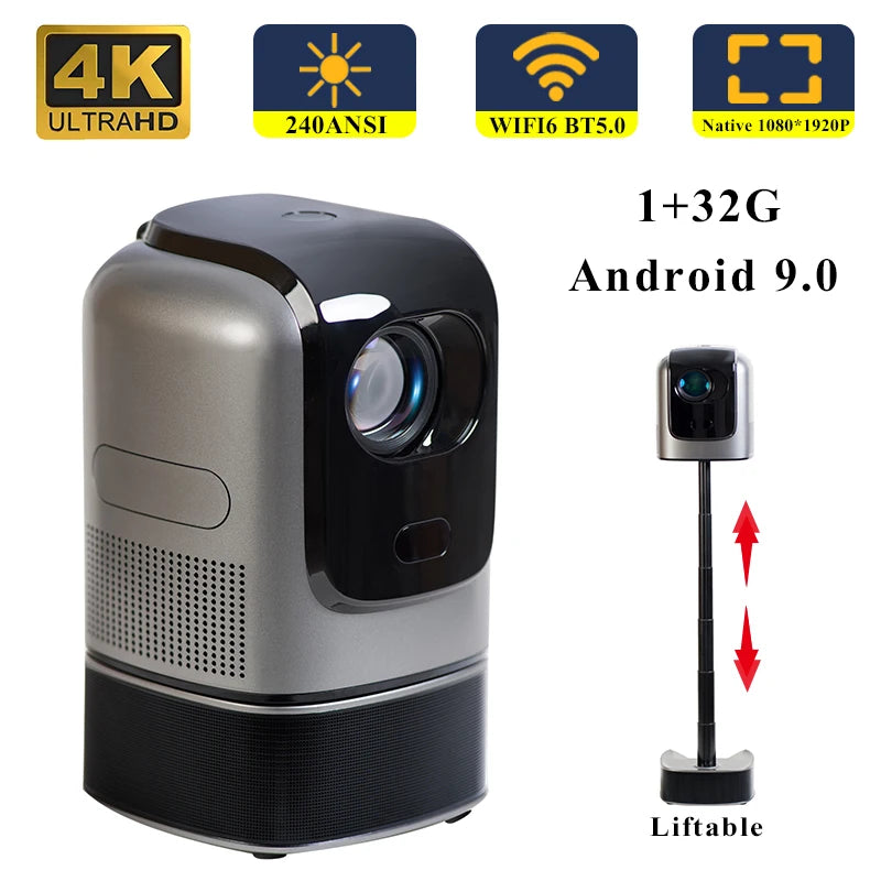 TS-1 4K Native 1080P Android 9.0 Projector 240ANSI Dual Wifi6 BT5.0 Home Theater Projector LED Portable Projector Smart Projection TV Magcubic Projector